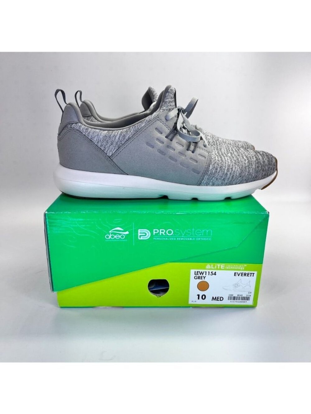 Abeo Everett Lite Size 10 Sporty Low Sneakers Lace Up Pro System Gray